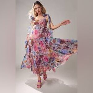 Francesca’s Alahna Tie Strap Floral Maxi Dress M